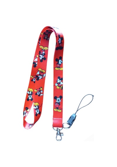 Mickey Mouse Kart Askı Ipi, Yaka Askı Ipi, Telefon Askısı Ve Kırmızı Kartlık