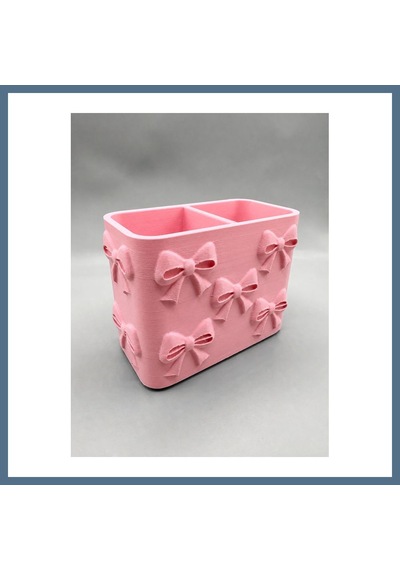 Buradabulabilirsin 3d Baskı Fiyonk Desenli Bölmeli Kalemlik - Masaüstü Organizer - Pembe Bbz