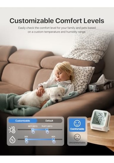 Wifi Higrometre İç Mekan Nemi, Uygulama Bildirimli Akıllı Higrometre Termometre, Oda Sıcaklığı İzleme İçin Sıcaklık Sensörü, 1 Sensör Sbs50 Baz İstasyonu Gerekir, Dahil Değildir