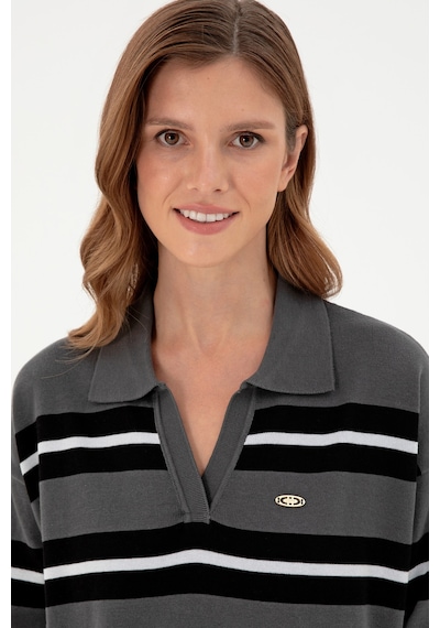 U.S. Polo Assn. Kadın Antrasit Polo Yaka Kazak 50297089-VR006