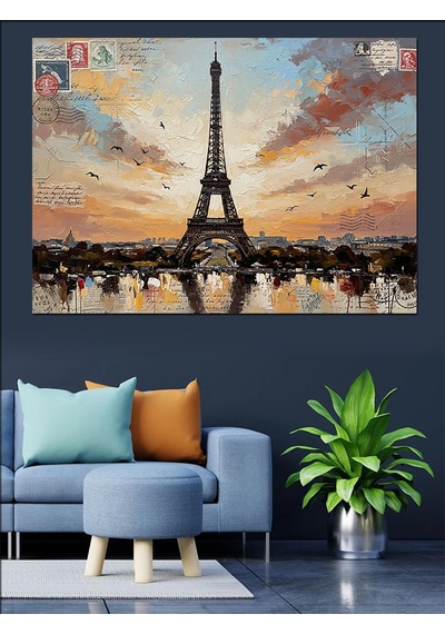 Ahşap Tablo Paris Eyfel Kulesi Yağlı Boya Çocuk Odası Tabloları