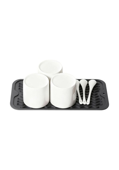 Gri 30x15 Cm Çok Amaçlı Silikon Bulaşık Kurutma Matı Bulaşıklık Mt257