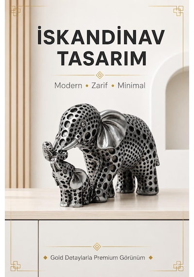 Anne Yavru Fil Biblo 11 Cm İskandinav Dekoratif Obje Ev Ofisi Masa Konsol Hediyesi Renkli Tasarım