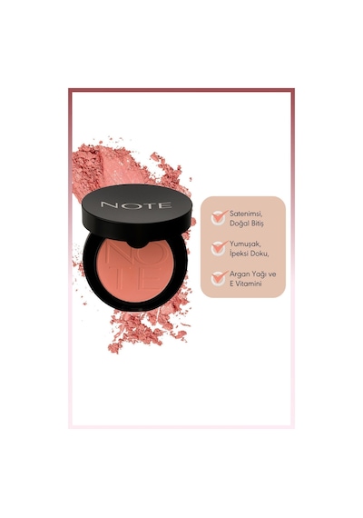 Note Cosmetique Luminous Silk Compact Blusher Toz Allık - 01 Pinky Beach