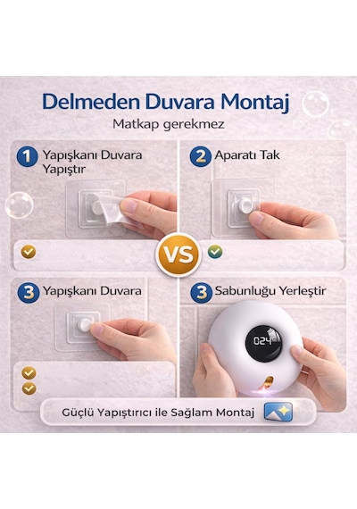 Coofbe Duvar Askılı Şarjlı 280ml Otomatik Sensörlü Sabunluk Ve Termometre Ekranlı Sensörlü Sabunluk Beyaz