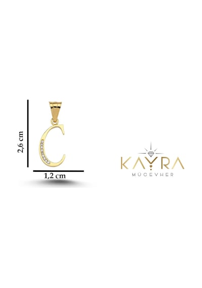 C Harfi Altın Kolye Ucu Bm06