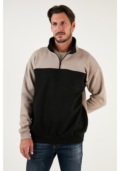 Buratti Regular Fit Fermuarlı Dik Yaka Içi Tüylü Yumuşak Şardonlu Kışlık Erkek Sweat 5905343 Sütlü Kahve