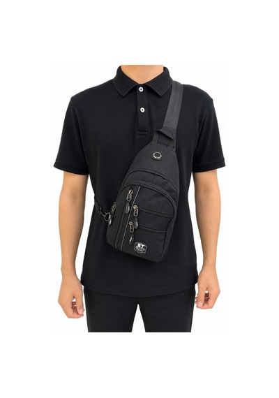 Seventeen Unisex Orta Boy Çok Gözlü Çapraz Askılı Body Bag Siyah-gri