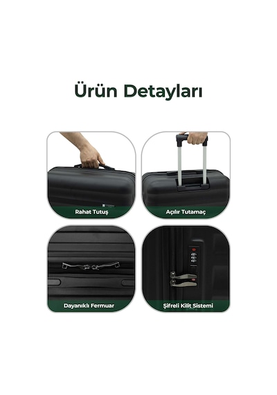 Cotpoly Home Babil Lüx Abs Küçük Boy Valiz 55 Cm Antrasit