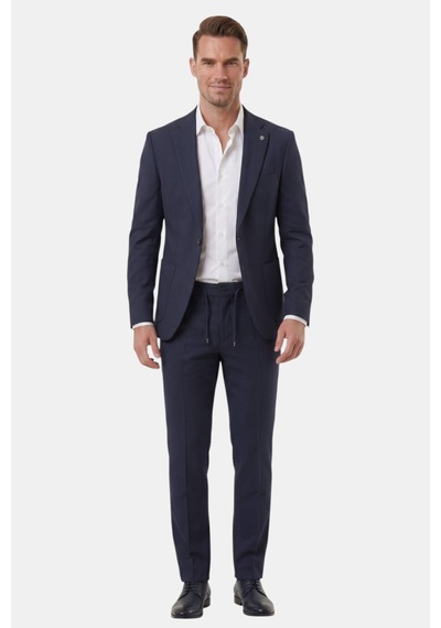 Deepsea Koyu Lacivert Premium Çizgi Dokulu Slim Fit Likralı 2 Li Erkek Takım Elbise 2600821 Deepsea Koyu Lacivert Premium Çizgi Dokulu Slim Fit Likralı 2 Li Erkek Takım Elbise 2600821