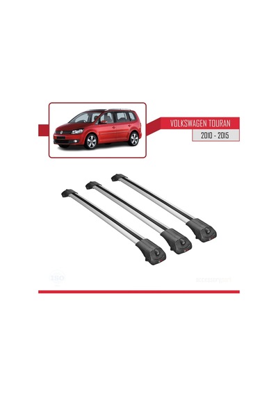 Volkswagen Touran Cross 2010-2015 Arası İle Uyumlu Ace-1 Ara Atkı Tavan Barı Gri 3 Adet Bar
