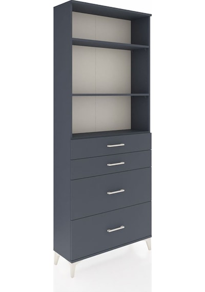 Arges Dolap 3 Raflı 4 Çekmeceli 88x30x221 Antrasit-antrasit Antrasit