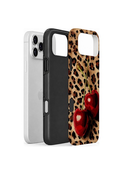Velvoria Valestra Leopar Kiraz Apple iPhone Uyumlu 17 Pro Darbe Korumalı Kılıf Valestra Select - Leopar Kiraz