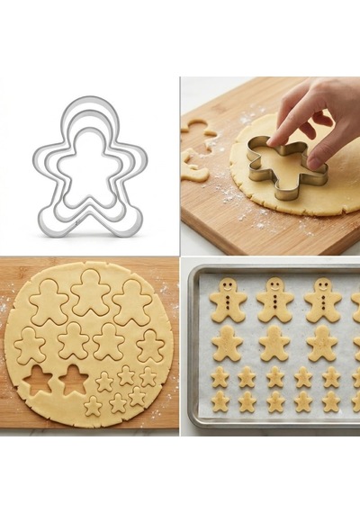 3'lü Adam Kurabiye Kalıbı Seti Paslanmaz Çelik Gingerbread Figür Hamur Kesici Çok Renkli
