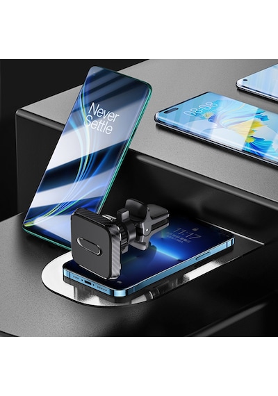 Araç İçi Manyetik Telefon Tutucu Havalandırma Izgarası Uyumlu 360 Döner Mıknatıslı Telefon Standı Kare Tasarım