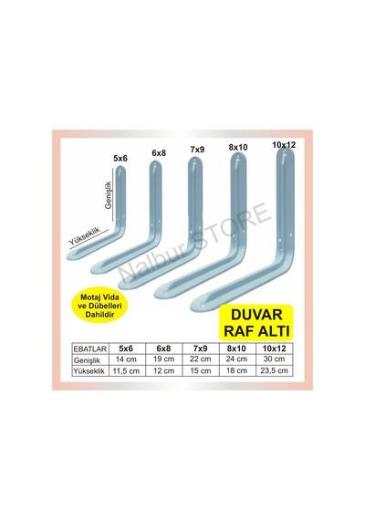 Raf Altı Lüks Beyaz Fırın Boyalı-10X12-Vida Dübel Dahil-Sağlam-Da