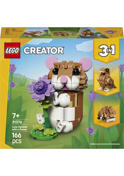 LEGO® Creator 3’ü 1 Arada Sevimli Hamster ile Çiçek 31376 – 7 Yaş ve Üzeri Çocuklar için Yaratıcı Oyuncak Yapım Seti (166 Parça)
