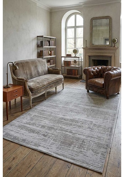 Antik  Eskitme İskandinav Vintage Lüks Viskon Halı Hm01 Gri