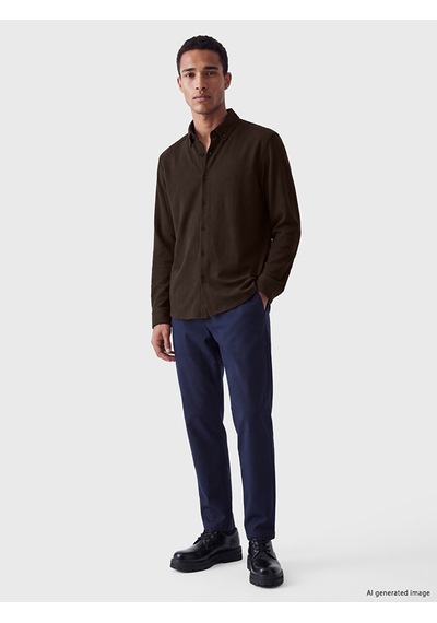 Lcw Vision Kahverengi Slim Fit Waffle Erkek Dokulu Gömlek