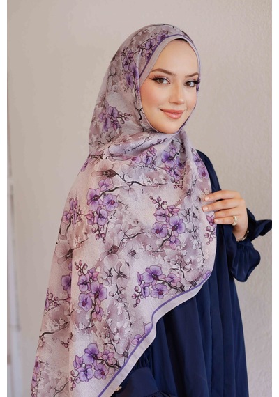 Mimiyum Sakura Desen-soft Şal Mor Çok Renkli
