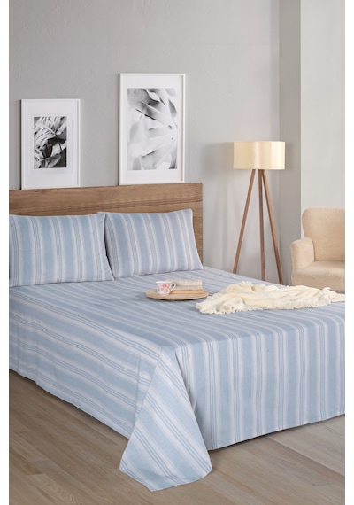Sport Çizgili Çarşaf + Yastık Kılıfı Seti Çift Kişilik Soft Line Gri Gri