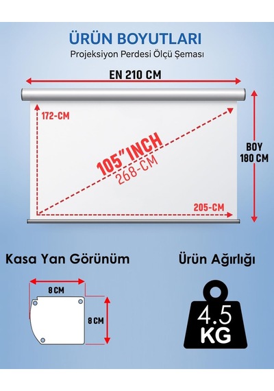 Gölge Stor En210cm Boy180cm Projeksiyon Perdesi Manuel-yeni Akıllı Kumaş Teknolojisi