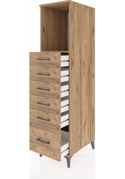 Kronos Dolap Tek Raflı 6 Çekmeceli 44x59x182 Çam-çam Atlas Çam