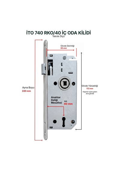 İto Ahşap İç Kapı Kilitleri 740rko/40 Extra Gömme, Oval Ayna
