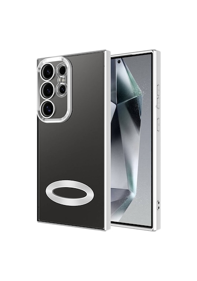 Zore Galaxy Uyumlu S24 Ultra Kılıf Kamera Korumalı Logo Gösteren Omega Kapak - Gümüş Gümüş