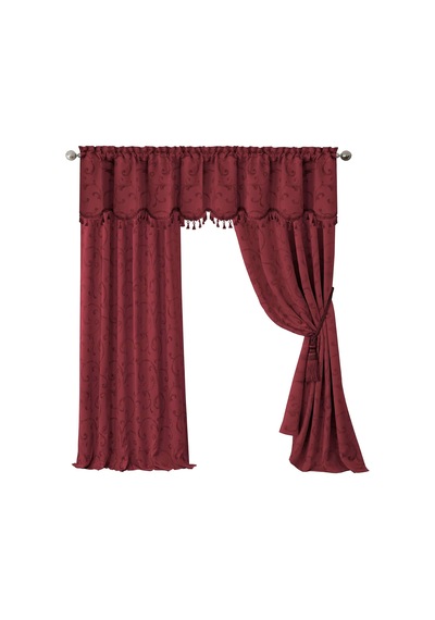 Elrene Home Fashions Mia Jakarlı Kaydırmalı Karartma Pencere Perdesi, 52" X 95" 1 Panel , Kırmızı