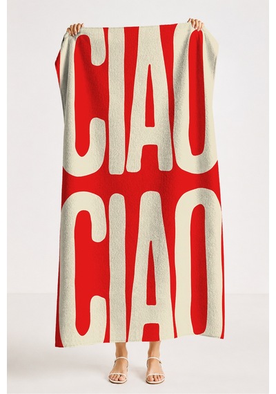 Ciao Yazılı Modern Tipografik Plaj Havlusu - Kırmızı Ekru Minimalist Hızlı Kuruyan Mikrofiber Havlu Berrak Mercan Ciao Yazılı Modern Tipografik Plaj Havlusu - Kırmızı Ekru Minimalist Hızlı Kuruyan Mikrofiber Havlu Berrak Mercan