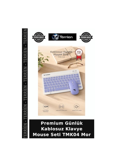Premium Günlük Kablosuz Klavye Mouse Seti Tmk04 Mor