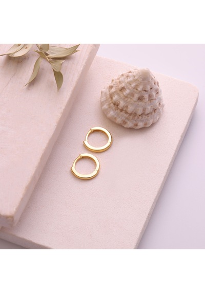 925 Ayar Gümüş Halka Küpe Çap:12,50 - E00258 Gold