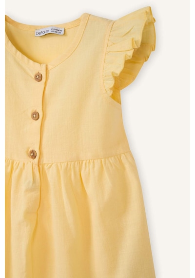 Defacto Flamlı Poplin Elbise Kız Bebek Z7402a226smyl127 Sarı-yl127