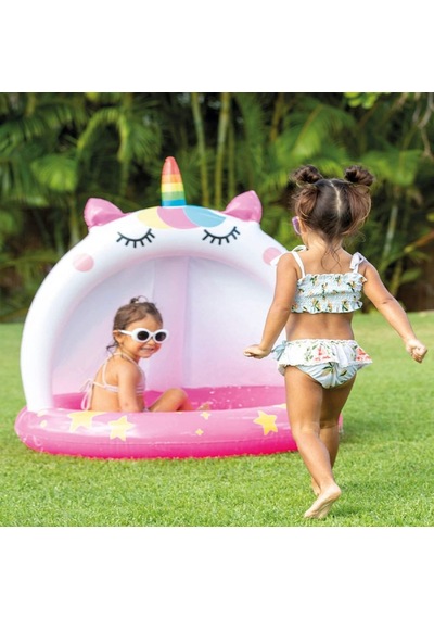 Intex 58438 Boynuzlu Kedi Şekilli Şişme Taban Çocuk Havuzu 102cm Çok Renkli