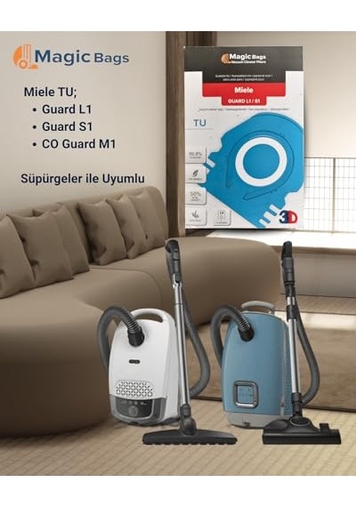 2As Miele Uyumlu Tu Guard L1 - Guard S1 - Co Guard M1 Toz Torbası Ve Mikro Filtre 12557060 12 Gri