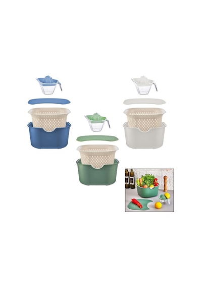 Moi Plastik Oce-1005 Mutfak Seti Plastik Süzgeç 3.5lt Sıkacak 0.25lt Karıştırma Kap 4lt 5 Adet - 16'li Paket Diğer