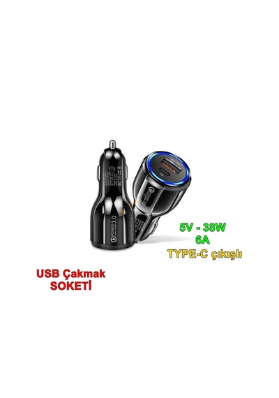 Usb Sarj Cakmak Ucu 38w 5v 6a Type-c Poınt