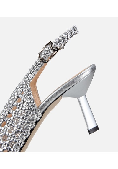 Hotiç Kadın Lame Örgü Detaylı Arkası Açık Kısa Topuklu Stiletto 01ayh322880a210 01ayh322880a210