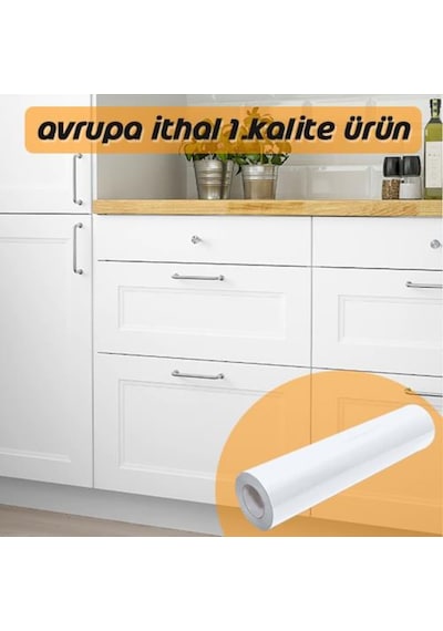 Mat Beyaz Folyo Yapışkanlı Dolap Mobilya Kaplama Folyosu (314429691)
