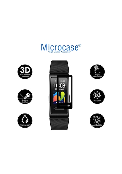 Huawei Band 4 Pro Tam Kaplayan Ekran Koruma 3D Film Siyah