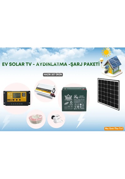 Güneş Paneli Seti Aydınlatma Tv Telefon Şarj Paketi