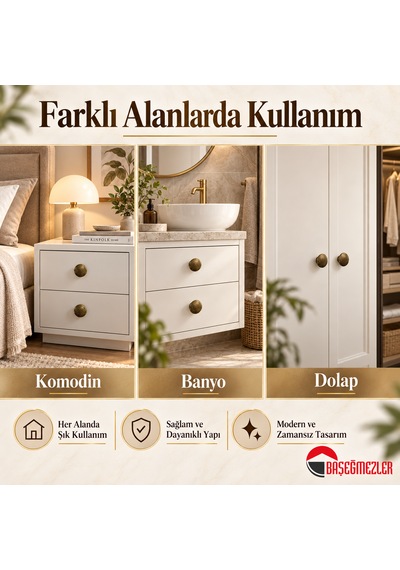 Haskan Yuvarlak Düğme Kulp Antik Sarı
