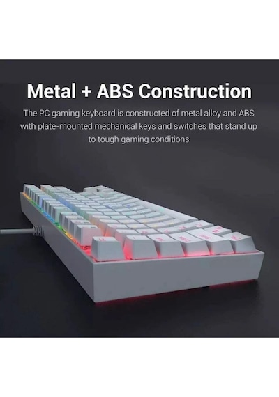 Trol Red Switch Mini Oyun Klavyesi Gaming Mekanik 62 Tuşlu 18 Led Usb Tip-c Kablosu Beyaz