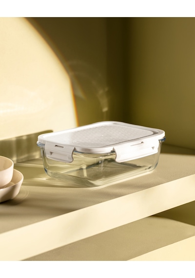 Madame Coco Modena Dikdörtgen Kapaklı Borosilikat Cam Saklama Kabı - Ekru - 1500 Ml 8684427217054 Ekru