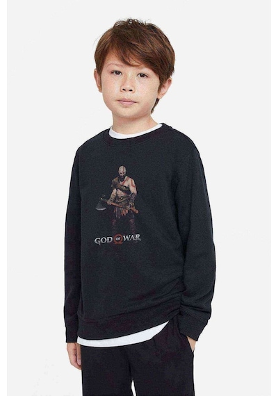 Tshirthane God Of War Screen Baskılı Unisex Çocuk Siyah Sweatshirt