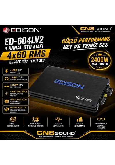 Tr Ed-604lv2 4 Kanal Oto Amfi, 4x60w Rms, 4 Ohm, Ab Class Car Amplifier