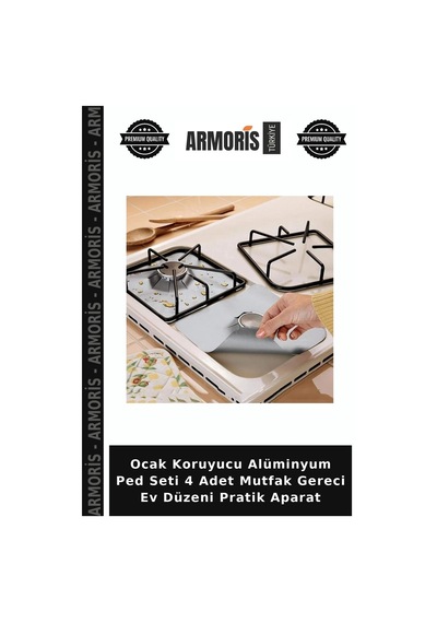 Ocak Koruyucu Alüminyum Ped Seti 4 Adet Mutfak Gereci Ev Düzeni Pratik Aparat Çok Renkli