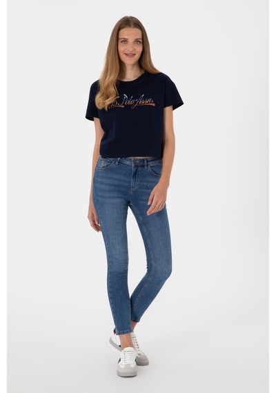 U.S. Polo Assn. Kadın Lacivert Bisiklet Yaka Tişört 50299735-VR033