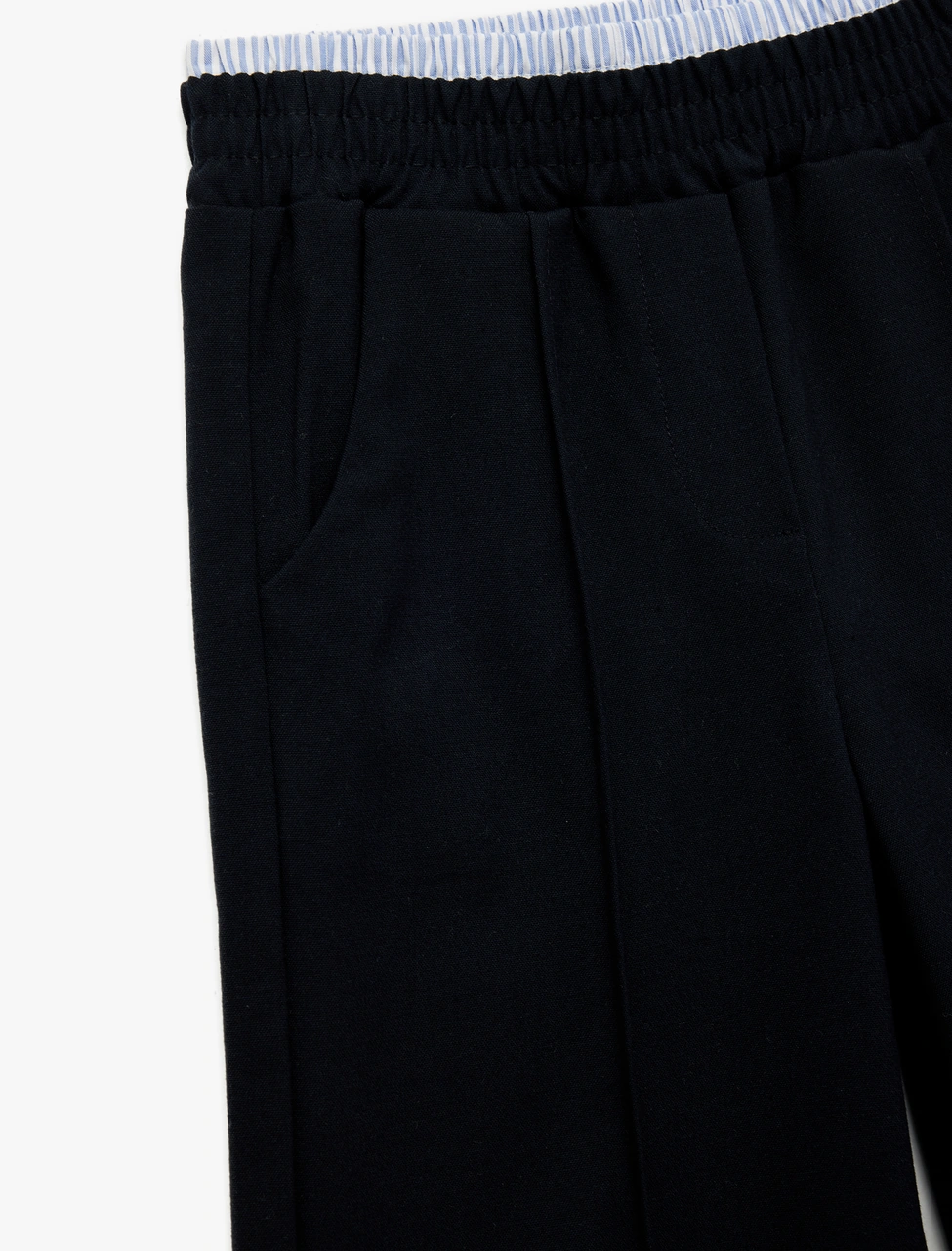 Koton Beli Lastikli Cepli Viskon Karışımlı Geniş Paça Pantolon Lacivert 7wkg40007aw